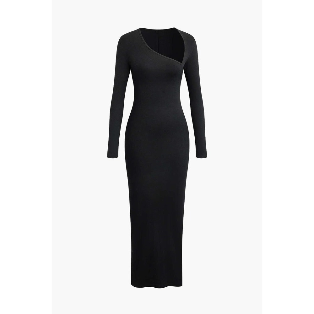Micas Asymmetrical Neck Slit‎ Maxi Dress Black size L - Picture 14 of 14